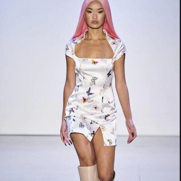 NWT Kim Shui White Butterfly Silk Mini Dress